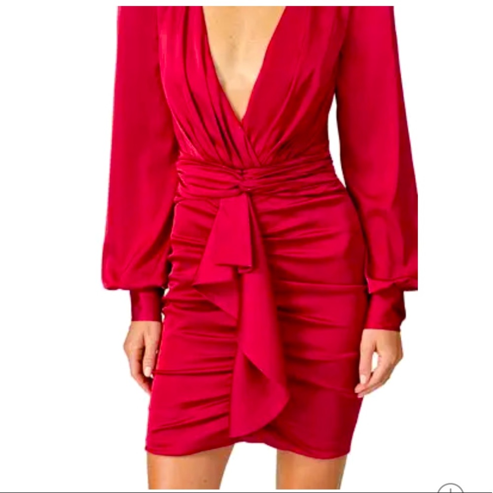 PatBo Red Ruched Dress